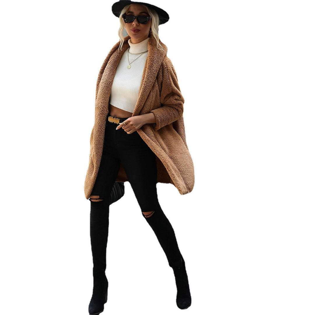 Ladies Oversized Cozy Plush Coat with Large Collar Amarae