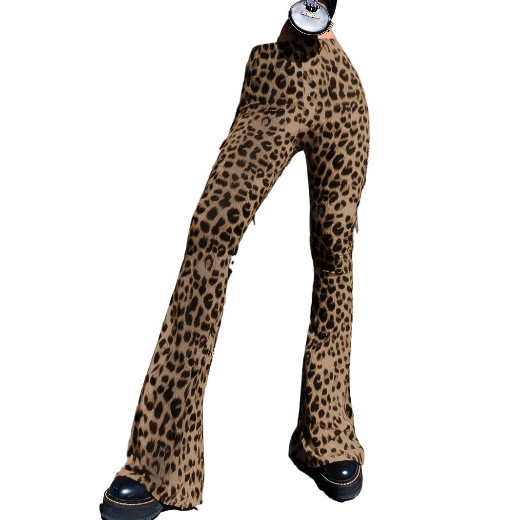 Lune London women's leopard print flared pants