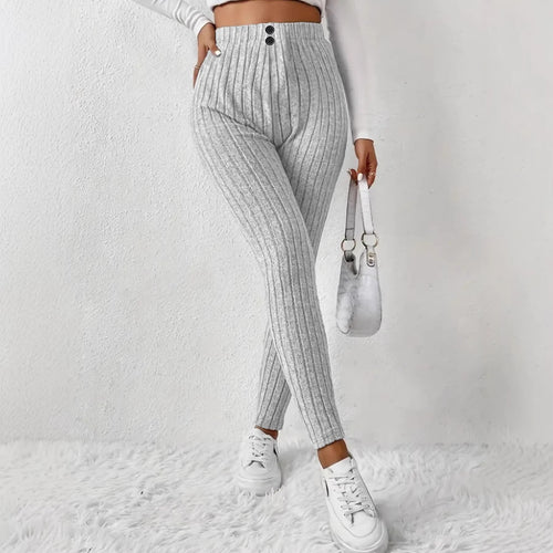 Leggings côtelés tricotés taille haute pour femmes Chic & Stil