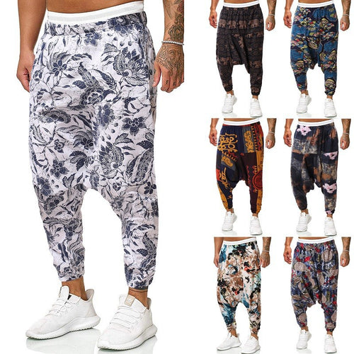 Harem pants for men with unique fancy pattern and elastic waist Amarae