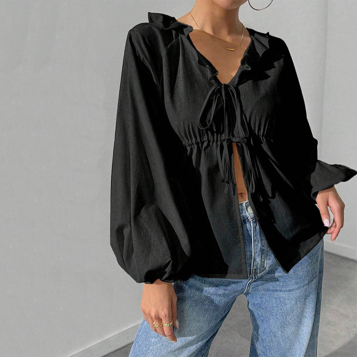 Chemisier style blouse pour femmes avec des manches volumineuses et des détails en volants Chic & Stil