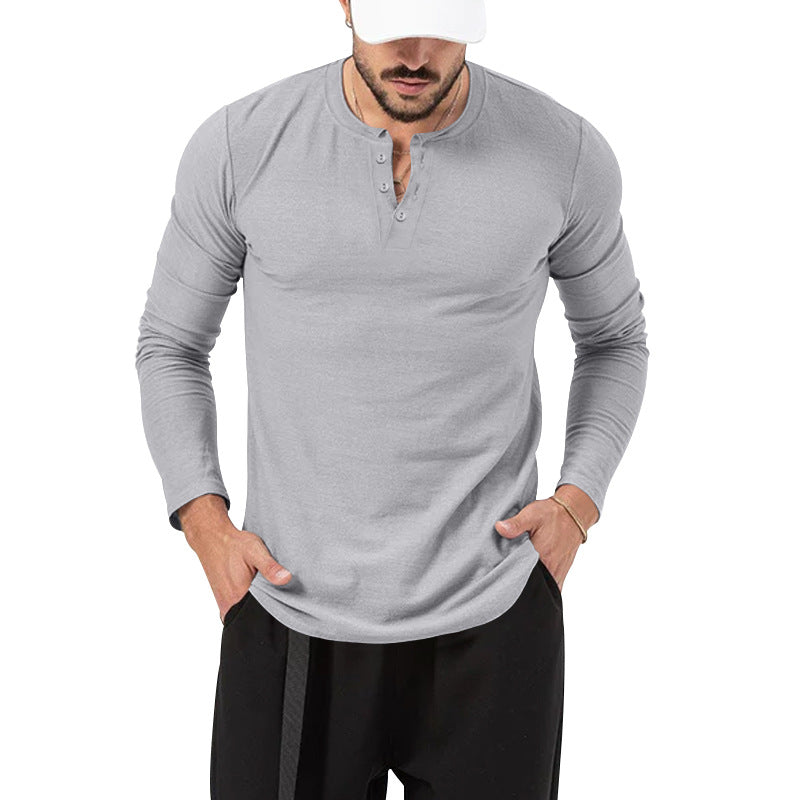 Men's Long Sleeve Henley Shirt in High Quality Cotton Blend with Stylish Button Details Lune London