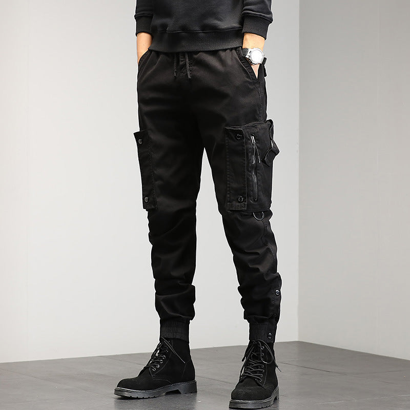 Men's cargo pants with stylish zip pockets and elastic waistband Lune London