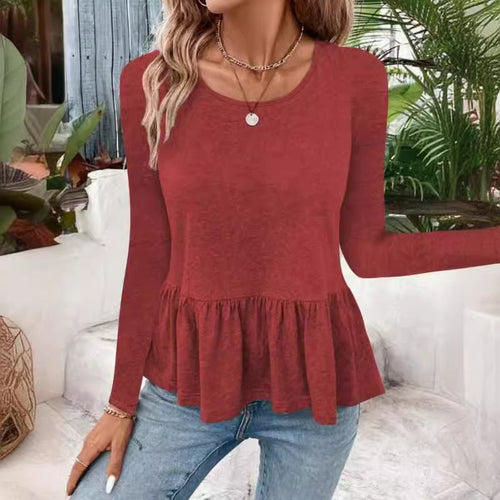 Women's Long Sleeve Shirt with Voluminous Peplum Cut Chic und Stil