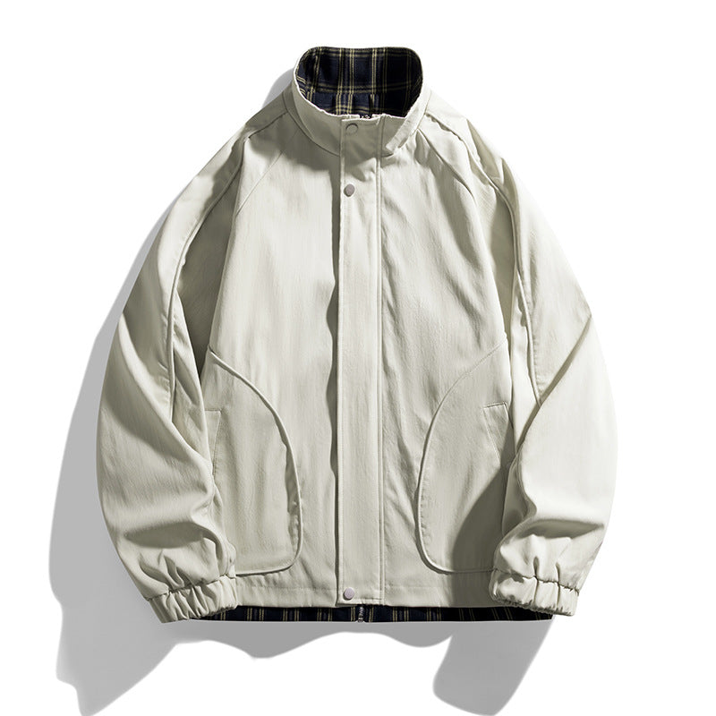 Casual transition jacket for men with high collar and practical zippered pockets Lune London