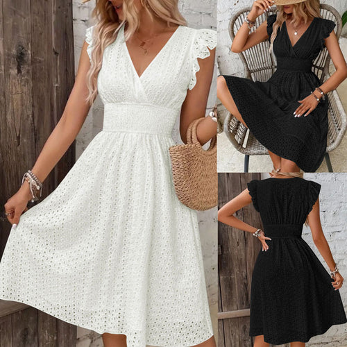 Amarae Women's Fluid A-line Dress with Lace