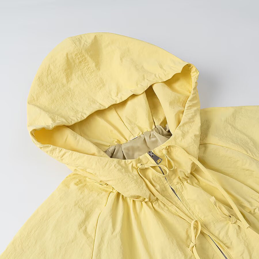 Women's Lightweight Hooded Windbreaker with Drawstring, Cropped Cut and Elastic Cuffs Amarae