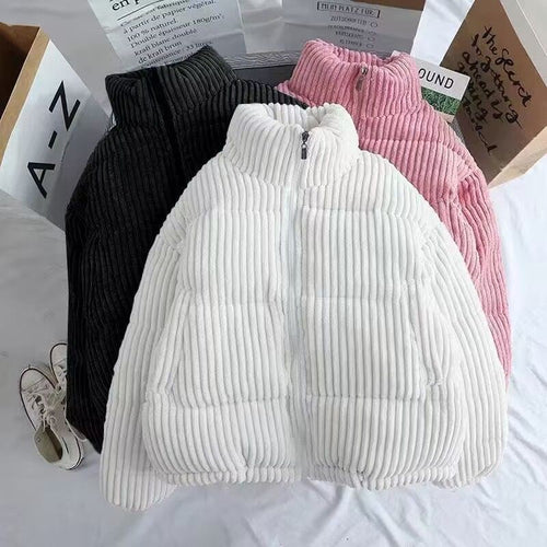 Quilted women's jacket with high collar and ribbed design Amarae