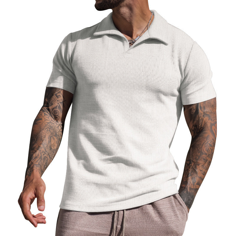 Men's Short Sleeve Polo with Textured Design and Modern Collar Lune London