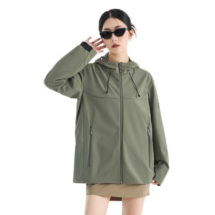 Women's Breathable Softshell Rain Jacket with Hood, Windproof and Minimalist Tech Look Amarae