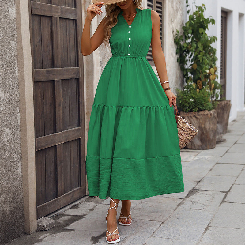 Women Button Layer Maxi Dress Lune London
