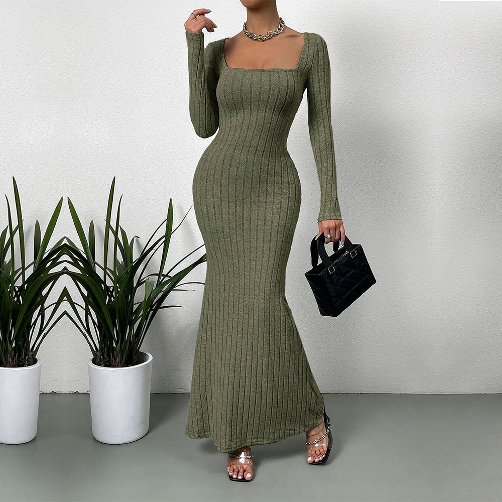 Robe maxi à manches longues pour femmes en design rib élégante Chic & Stil