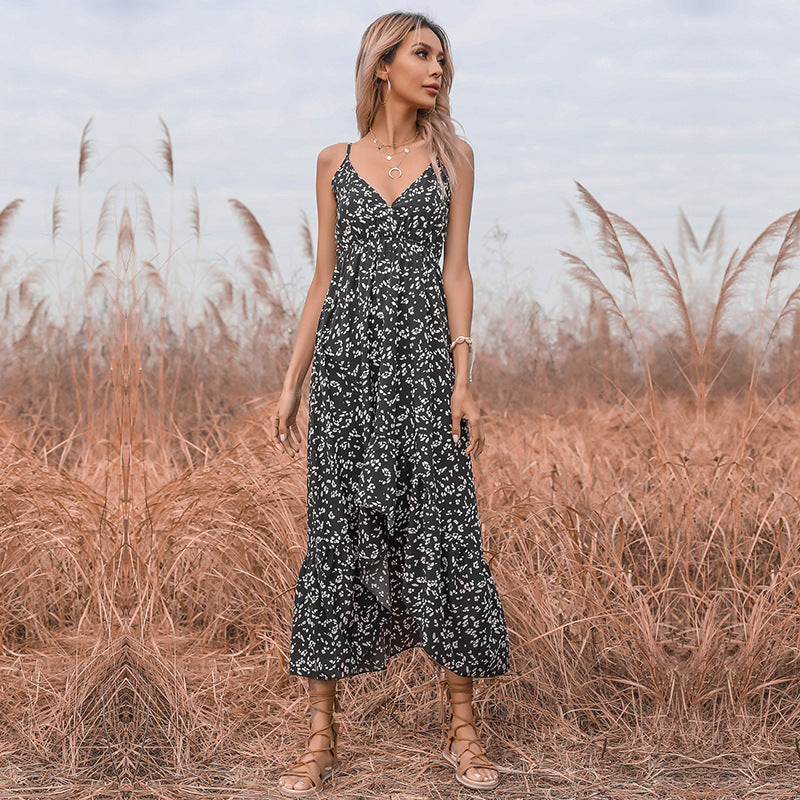 Lune London Adjustable Strap Layered Boho Maxi Dress for Women