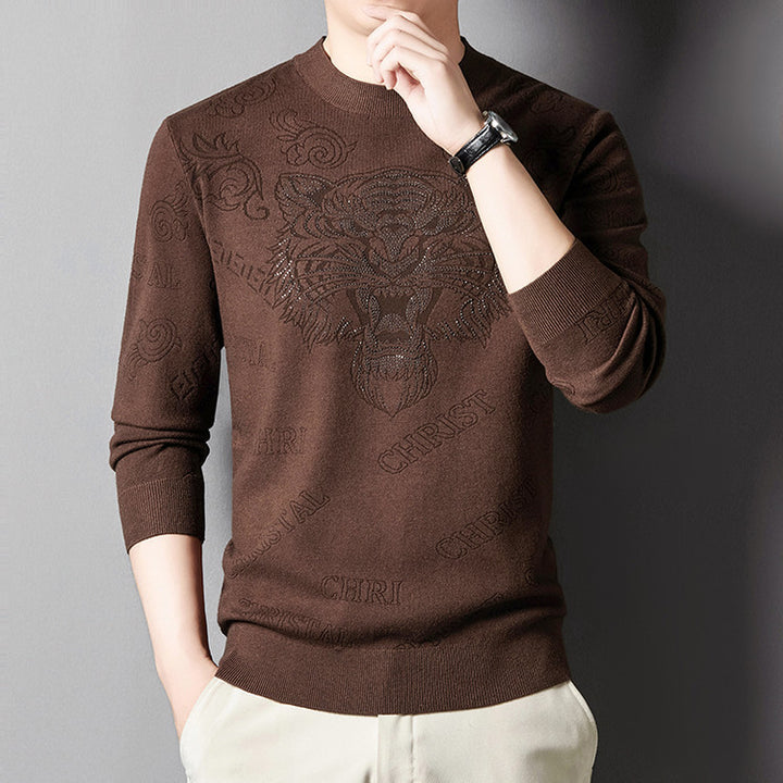 Knitted sweater for men with a unique lion pattern Lune London