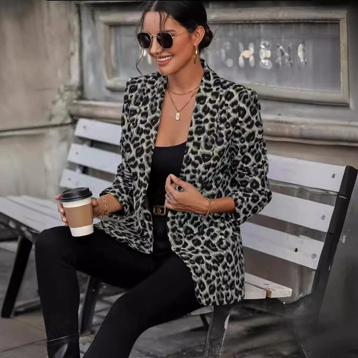 Women's Stylish Blazer In Leopard Design with Slim Fit Lune London