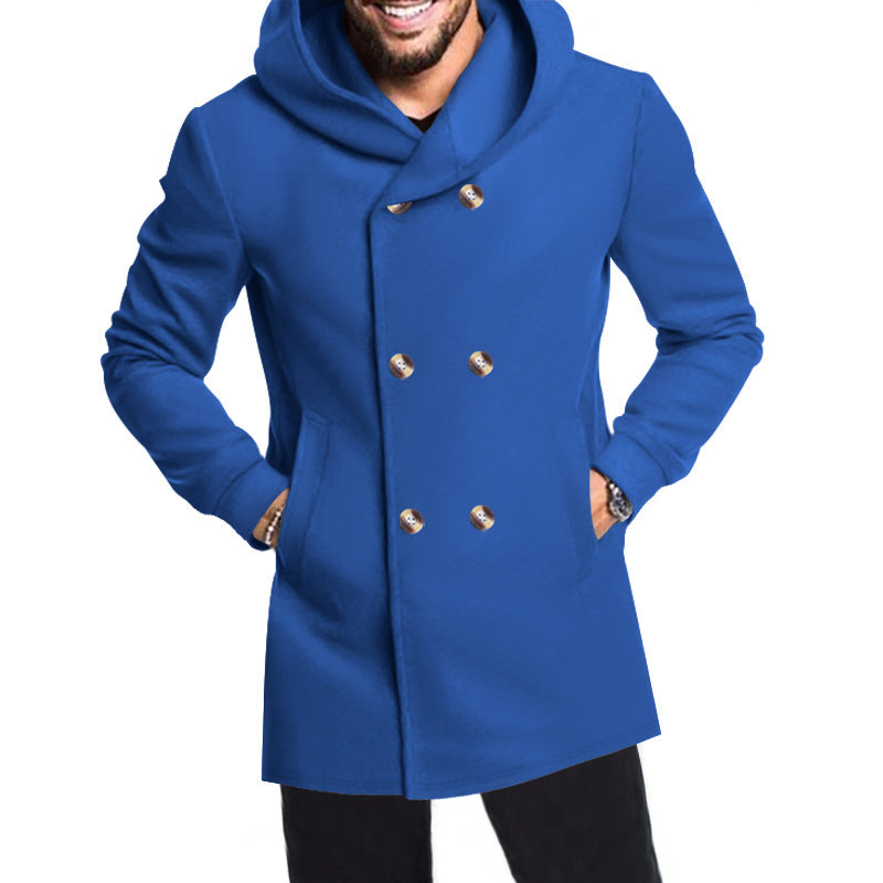 Elegant double-breasted coat for men with hood Lune London