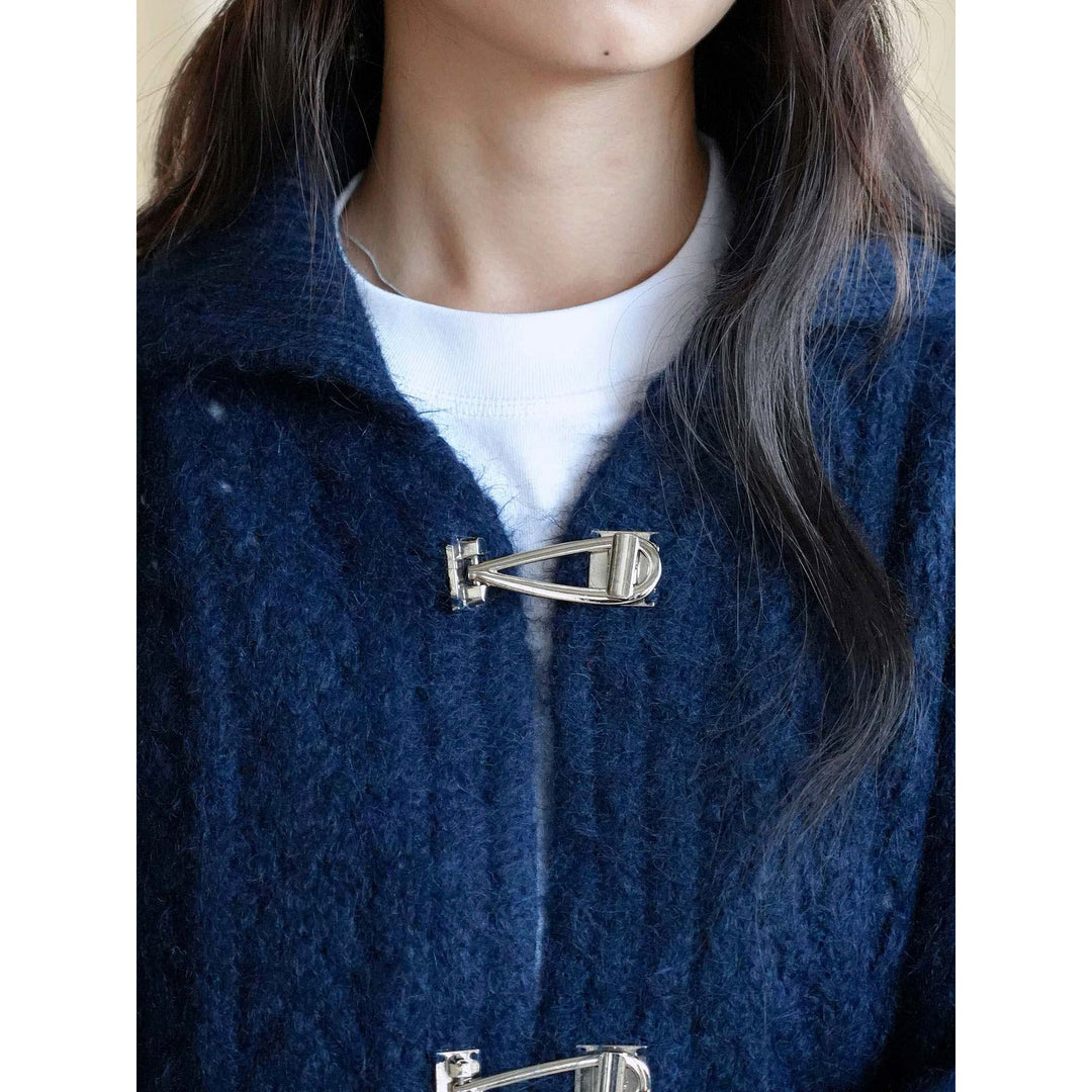 Women's Short Mohair-Optic Cardigan with Metal Closures Amarae