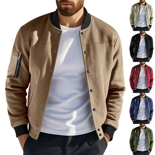 Trendy university jacket for men with practical zippered pockets and elastic cuffs Amarae