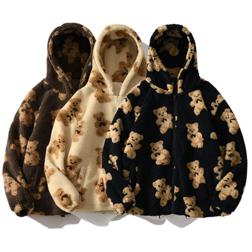 Ladies Cozy Hooded Jacket with Pretty Bear Pattern Amarae