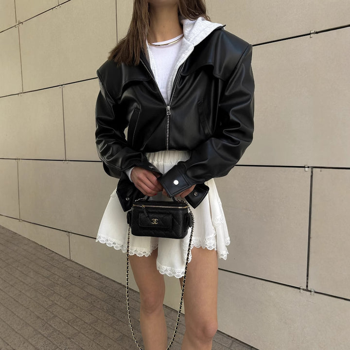 Amarae cropped leather jacket for women