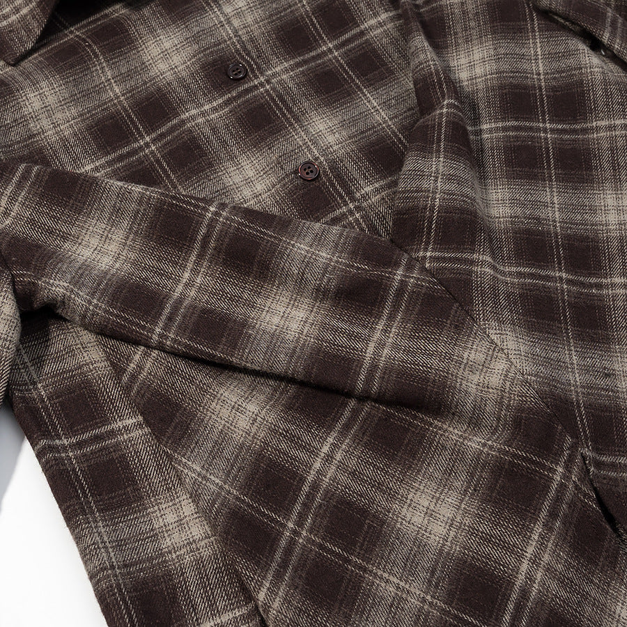 Women's Checked Shirt Blouse with Wrap Front and Rounded Hem Amarae