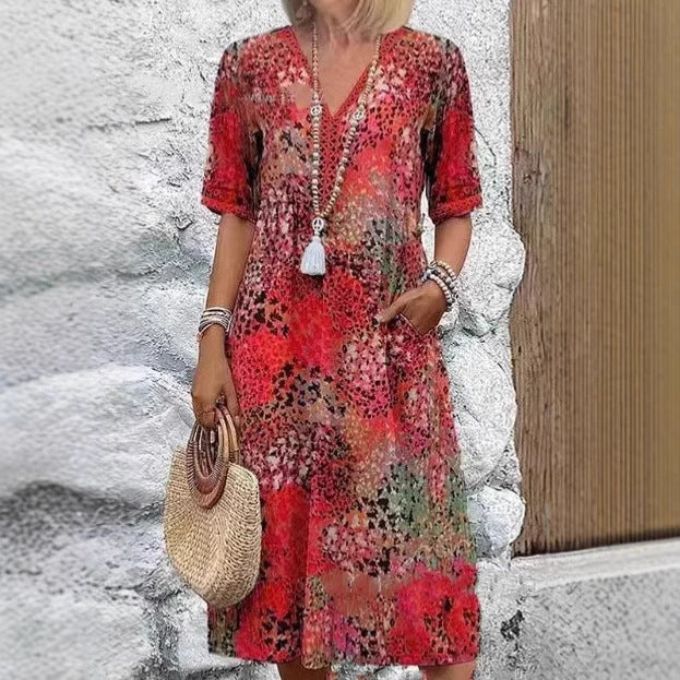 Casual midi dress for women with side pockets Lune London
