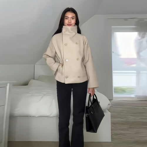 Ladies oversized cropped jacket with high collar and original sleeves Amarae