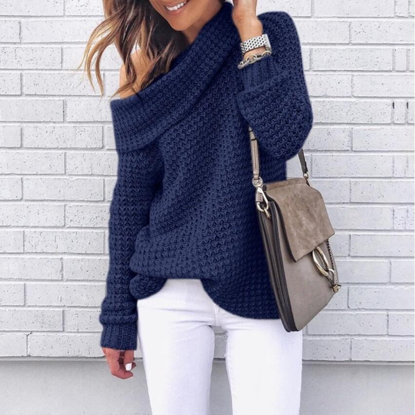 Oversized knitted sweater for women with elegant shawl collar and textured pattern Lune London