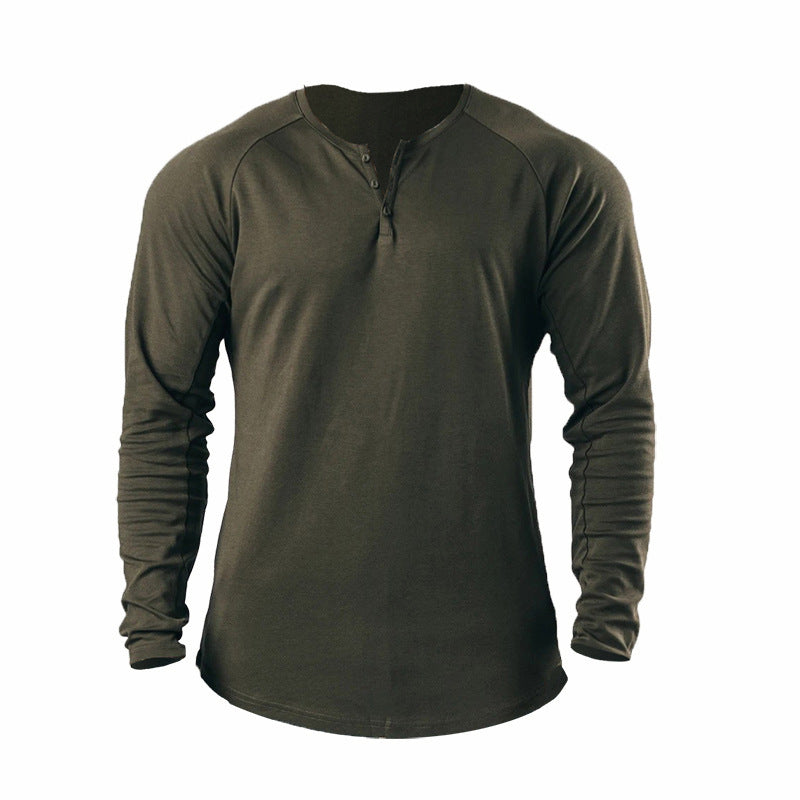 Men's Long Sleeve Henley T-shirt with a high-quality cotton blend and a buttoned collar Lune London