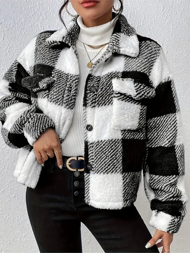 Ladies Cozy Checked Stylish Jacket
