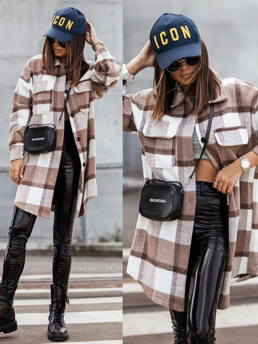 Ladies Coat Check Oversized Amarae
