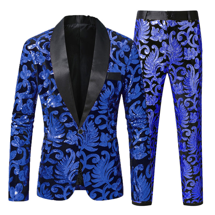 Sparkling tuxedo suit for men with floral sequin patterns Amarae