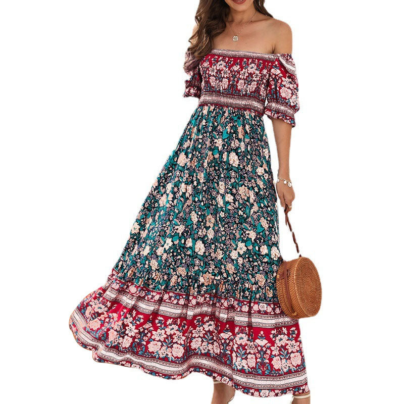 Maxi dress for women with voluminous puff sleeves and a floral pattern Lune London