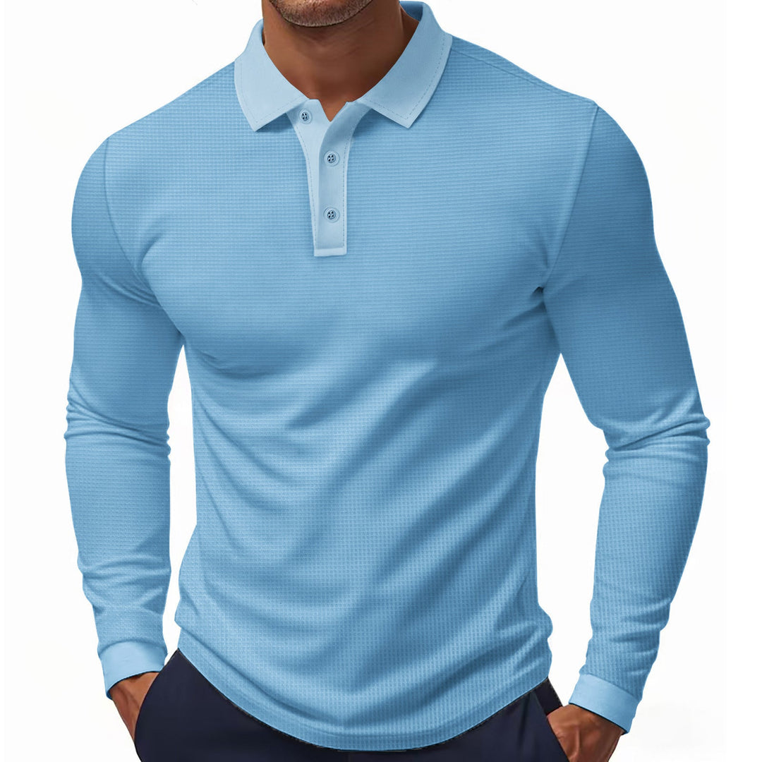 Men's Long-Sleeve Polo Shirt In Structured Design with Modern Cut Lune London
