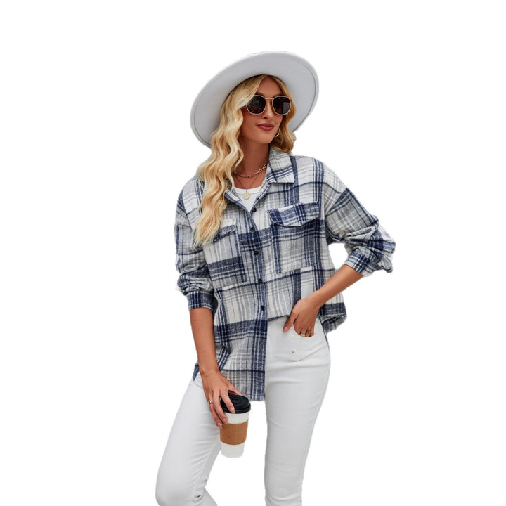 Casual Checked Blouse for Women in Soft Flannel with Chic & Stylish Button Placket