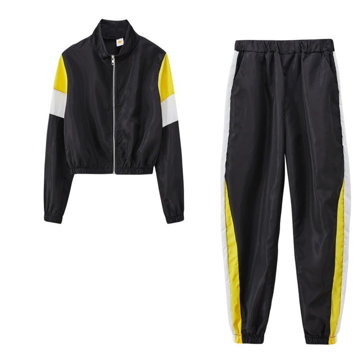 Ladies Trendy Sports Set with Colorblock Design and Elastic Waist Lune London