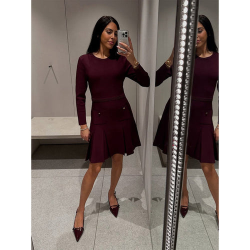 Knitted dress for women with pockets and button details Amarae