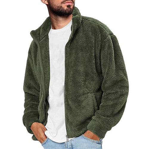 Soft fleece jacket for men with high collar and practical pockets Amarae