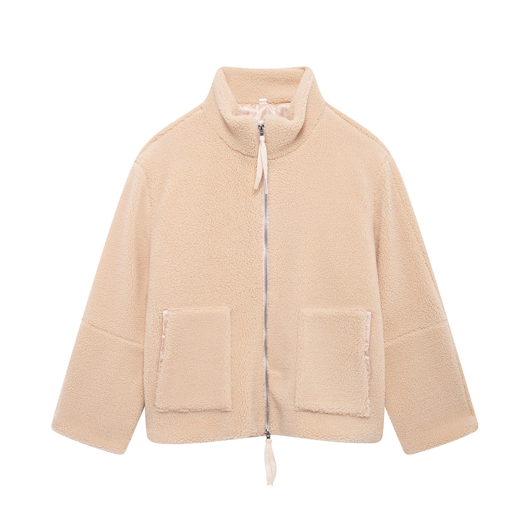 Comfortable fleece jacket for women with a high collar and practical pockets Lune London