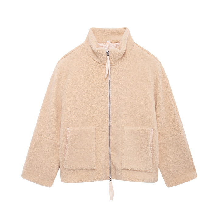 Comfortable fleece jacket for women with a high collar and practical pockets Lune London