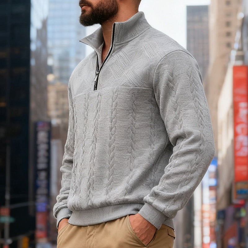 Fleece sweater for men with high collar and zipper Lune London