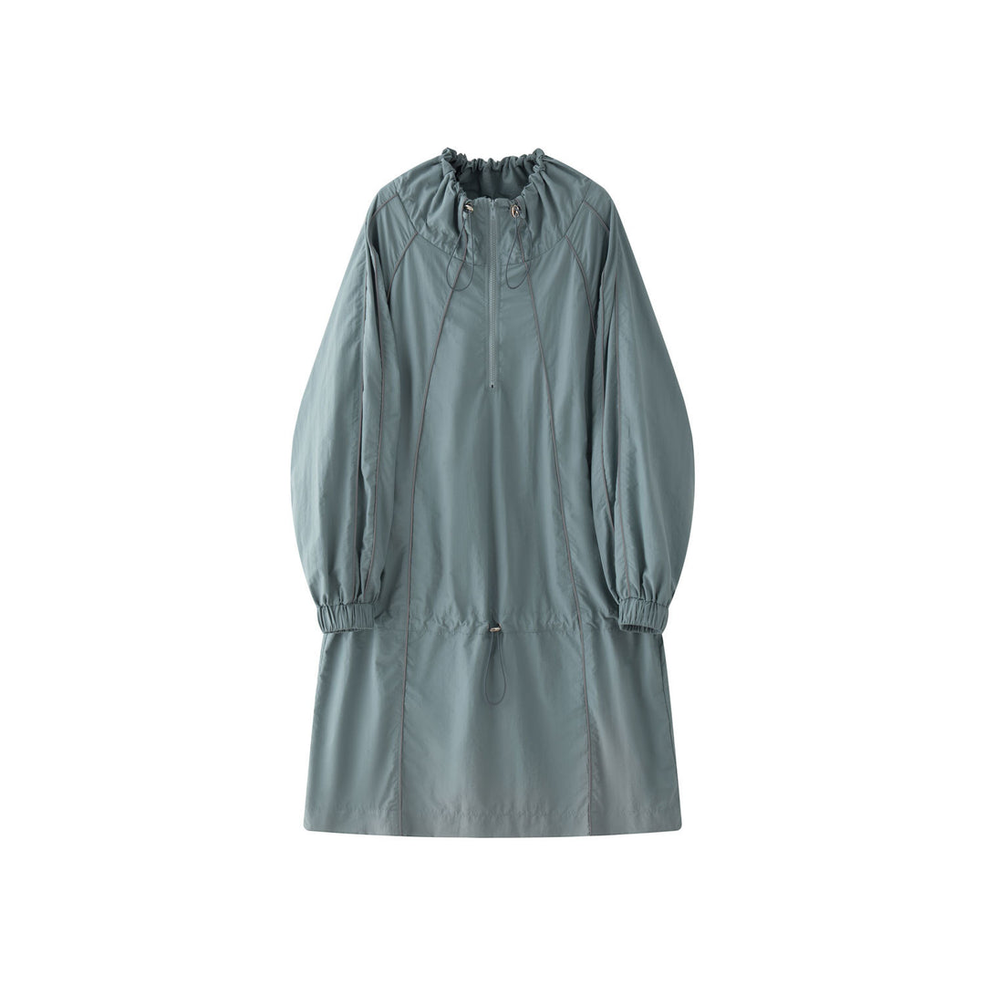 Women Lightweight Windbreaker Half-Zip Tunic with Drawstring and Elastic Cuffs Amarae