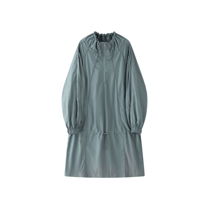 Women Lightweight Windbreaker Half-Zip Tunic with Drawstring and Elastic Cuffs Amarae