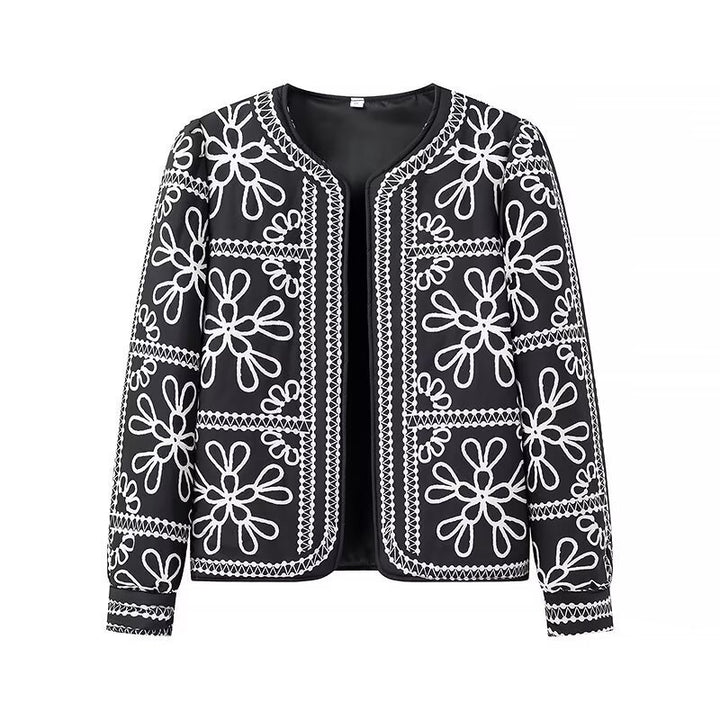 Women Embroidered Quilted Transition Jacket without Collar Amarae