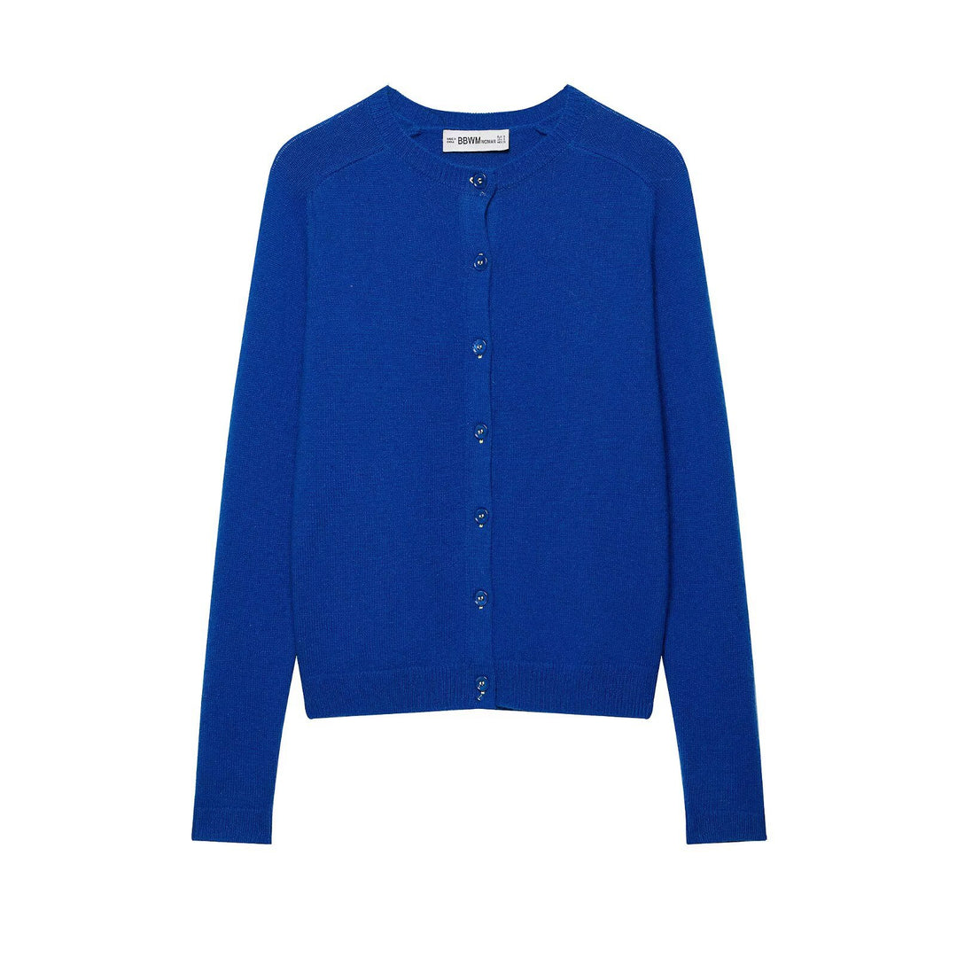 Women's fine knit cardigan with round neck and button placket Amarae