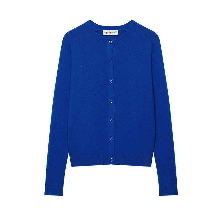 Women's fine knit cardigan with round neck and button placket Amarae