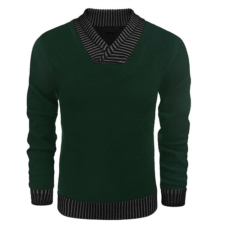 Elegant knitted sweater for men with modern shawl collar and structured top Lune London