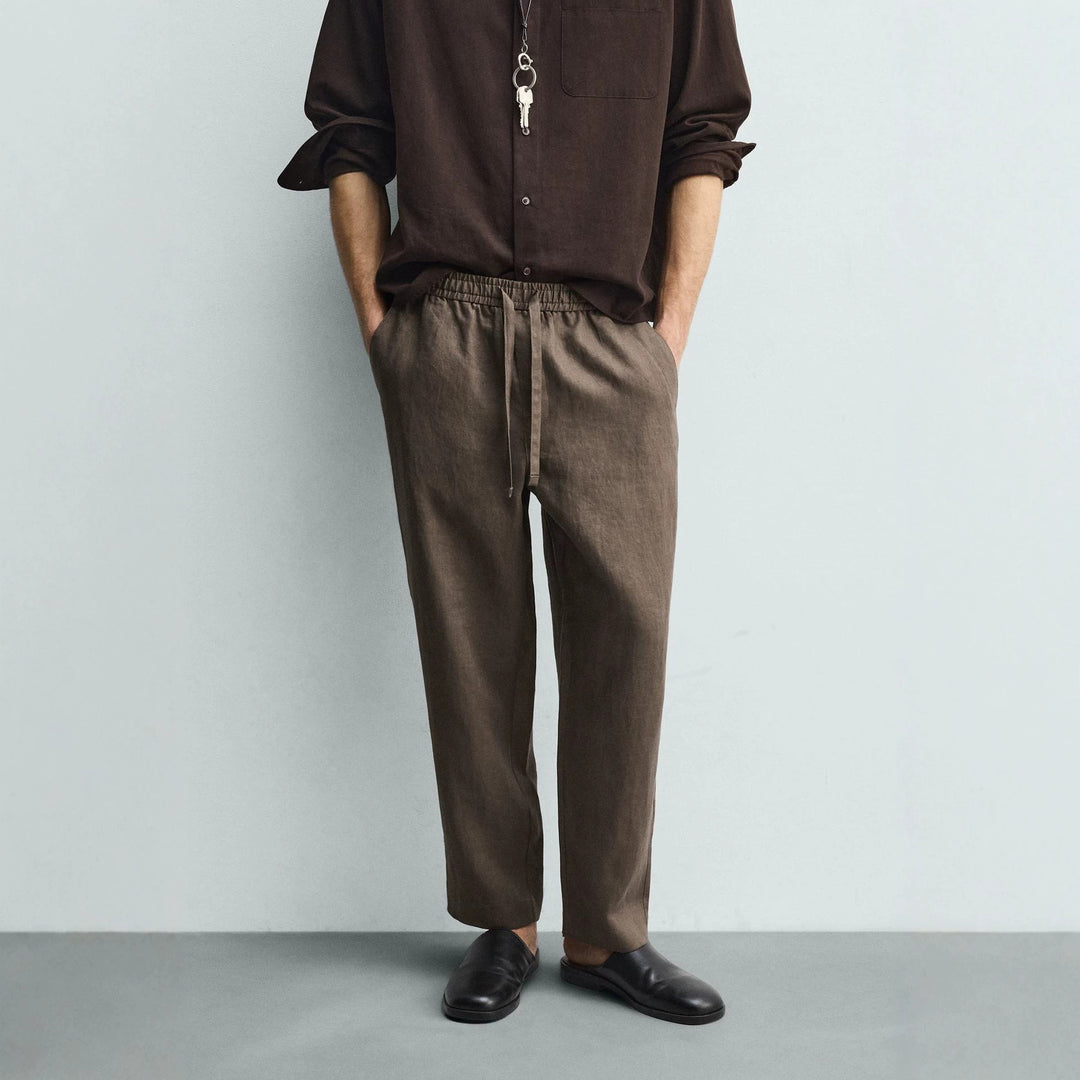 Men's linen pants with elastic waistband and drawstring Amarae
