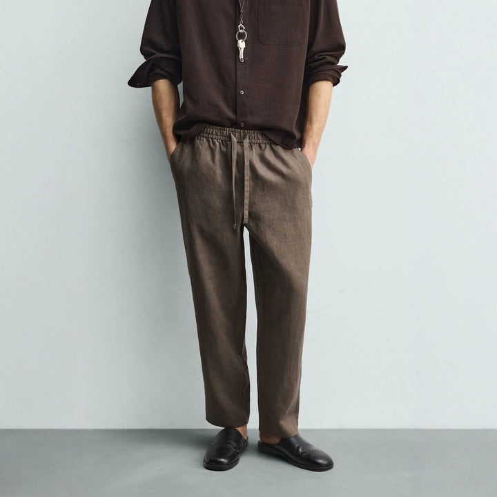 Men's linen pants with elastic waistband and drawstring Amarae