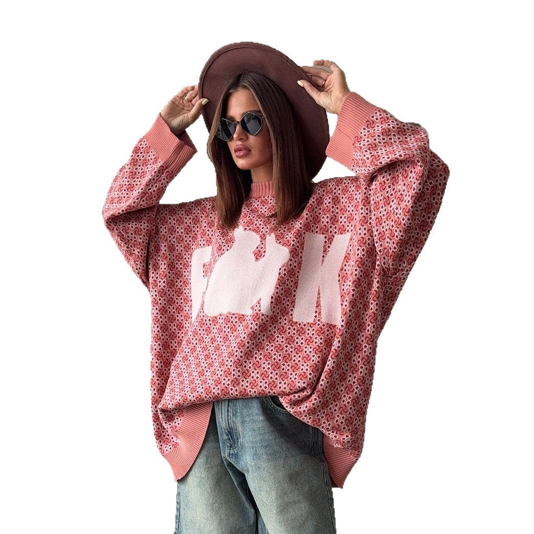 Oversized knitted sweater for women with creative pattern Lune London